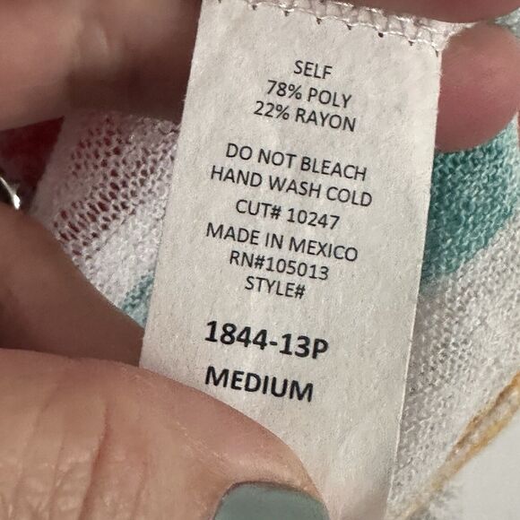 Andree By Unit Rainbow Stripe Cardigan M Open Breathable Long Sleeve Teacher Top - Picture 7 of 11